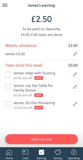 Setting pocket money and adding 'tasks' for the children to complete.